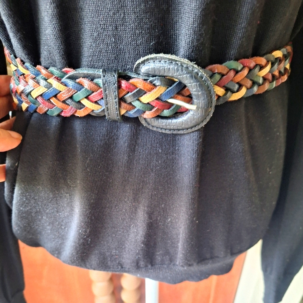 Multicolor Braided Leather Belt Size M/L